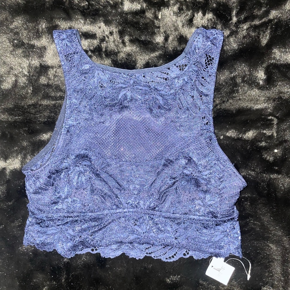 Aerie Lace Cropped Tank Top in Blue NWT size S